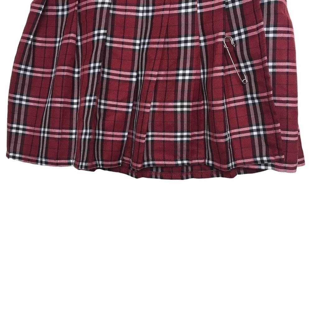Spirit Halloween Red Plaid Pleated School Girl Mini Skirt Size Sm - Med - Picture 5 of 11